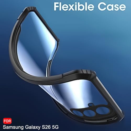 Image of TheGiftKart Shockproof Crystal Clear Back Cover Case for Samsung Galaxy S26 5G | 360 Degree Protection | Protective Design | Transparent Back Case Cover (PC & TPU, Black Bumper)
