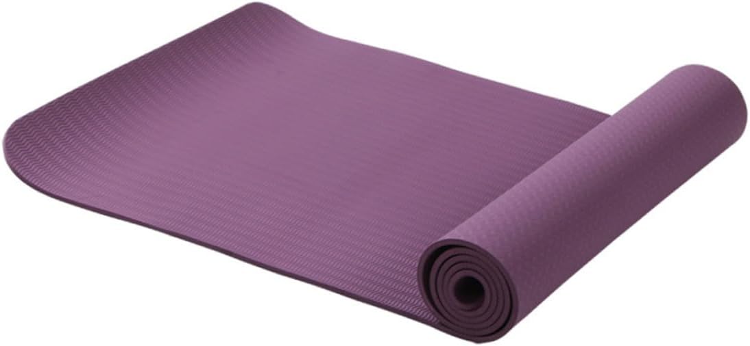 Tpe Anti-slip Yoga Mat Lightweight Portable for Camping Fitness Exercise Dark Purple Cushioned Support for Joints and Balance