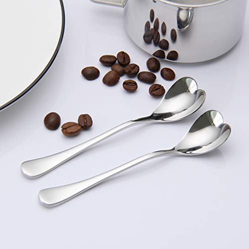 Mini Coffee Spoons, Demitasse Spoons, Heart Shaped Spoons, 4.9-Inch18/10 Stainless Steel Spoons Set Espresso Spoons, Set Of 6 #TOP4