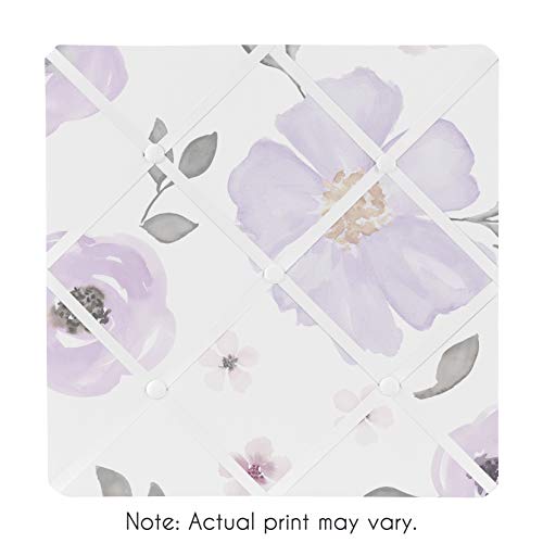 Sweet Jojo Designs Lavender Purple, Pink, Grey And White Fabric Memory Memo Photo Bulletin Board For Watercolor Floral Collection - Rose Flower #TOP1