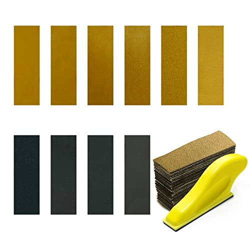 100PCS Sandpaper with Micro Detail Sander, 90X 30mm Mini Sander Kit for Craft, Wood and Small Space Polish Sanding Works P60/120/240/400/600/800/1000/1200/1500/2000