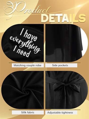Jecery 2 Pcs Satin His and Hers Robes Set Matching Robes for Couples Women Man Wedding Engagement Bridal Shower Gifts3