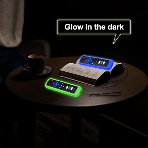 Image of (2 Pack) Remote Cover Case for Roku TV Remote Glow in the Dark - Green /Blue