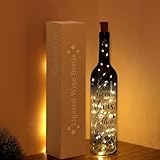 Christmas Gifts for Friends Light Up Lamp Decor for Home Decorations Wine Bottle Lights with Cork Message In a Bottle Kit Birthday Friendship Unique Gift Christmas Decor Indoor String Lights Black