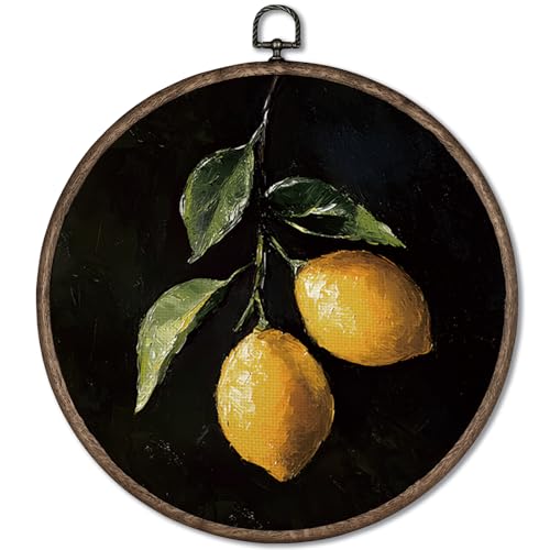 Toile murale citron pour déco de cuisine vintage cottagecore 25cm