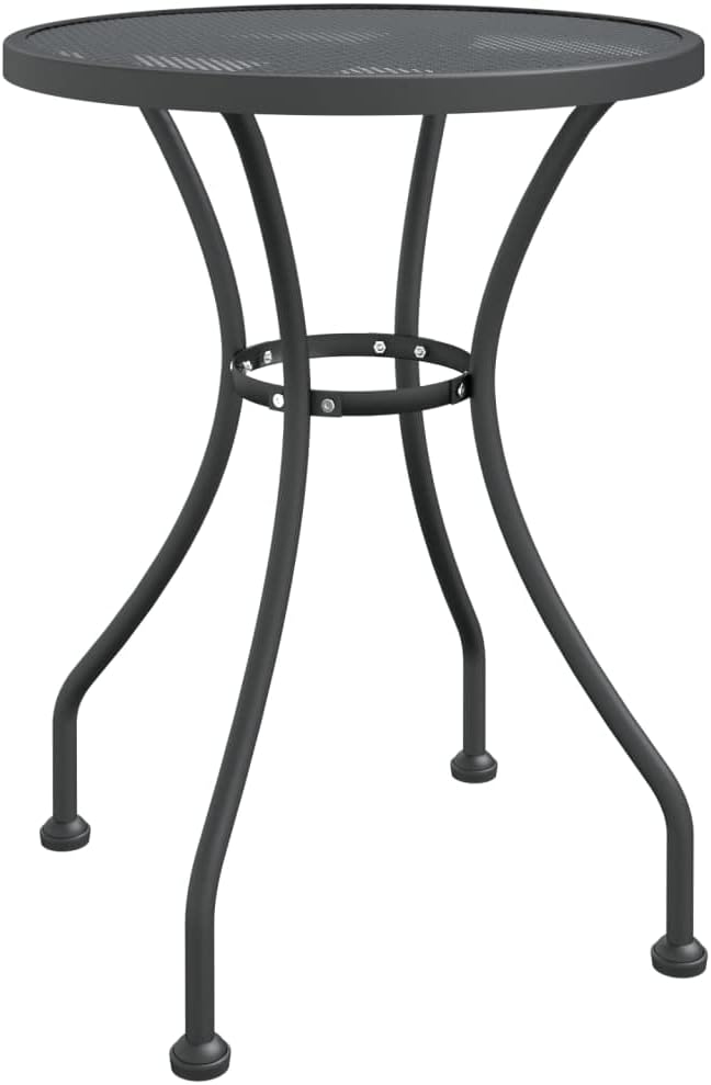 vidaXL Patio Dining Set 3 Piece Garden Dining Set with Patio Table and Chairs Outdoor Dining Set Folding Chair Expanded Metal Mesh Anthracite