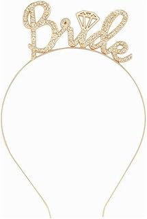 تاج معدن لامع للعروس،توكه زينة حفلات توديع العزوبية للنساء، للزفاف للبنات لحفلات استقبال الزفاف، اكسسوارات شعر للعروس، ذهبي لامع