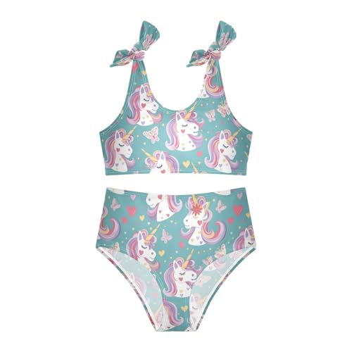 Wusikd Cute Unicorn Face Girls Swimsuits Two Piece Butterflies Swimwear Bikini Set for for Girls Size 3T3