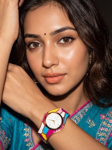 Image of Women's Gold Bracelet Watch | Snake Coil Cuff Style | Crystal Studded Oval Dial | Elegant Jewellery Watch for Women & Girls | Party, Wedding & Festive