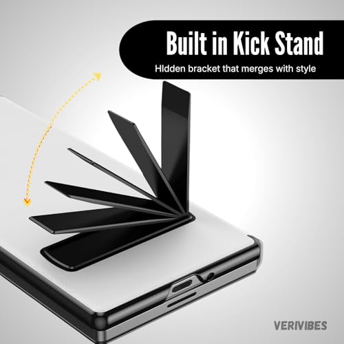 Image of Magnetic Flip Case Compatible with Samsung Galaxy Z Fold 7 (2025) | Premium Leather Finish | Multi-Angle Stand | Full Body & Hinge Protection | Slim Luxury Business Cover - White