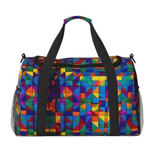 Sac de voyage femme imprimé brique noir grand sac week-end et bagage à main