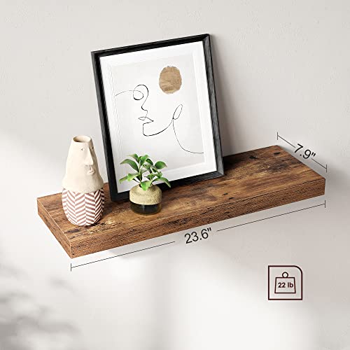 VASAGLE-Floating-Shelf-Set-of-2-for-Photos-Decorations-in-Living-Room-Kitchen-Hallway-Entryway-Bathroom-Rustic-Brown-ULWS026X02 VASAGLE Floating Shelf Set of 2 for Photos Decorations in Living Room Kitchen Hallway Entryway Bathroom Rustic Brown ULWS026X02