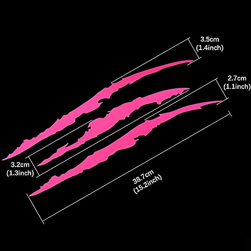Ygmoner 2 X Fluorescent Pink Claw Marks Decal Car Headlight Decoration Stickers 16 X 5Inch (Pink) #TOP5