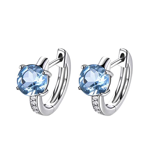Boucles d'oreilles créoles topaze bleue et citrine pour fête de fiançailles