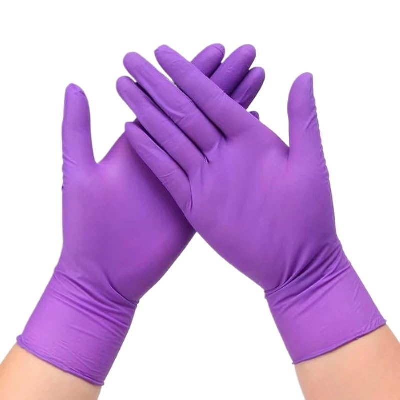 Guanti monouso in nitrile fucsia da 20/100 pezzi, 3 mil di polvere, senza lattice, for la pulizia della casa, for cucinare, estetista(Purple 100PCS,L)