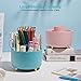 Lolocor 360 Degree Rotation Pen Holder, 5 Slots Office Desk Pen Organizer Multi-Functional Pencil Cup Makeup Brush Holder Office Business Card Pen Pencil Stationery Holder Storage Box Blue