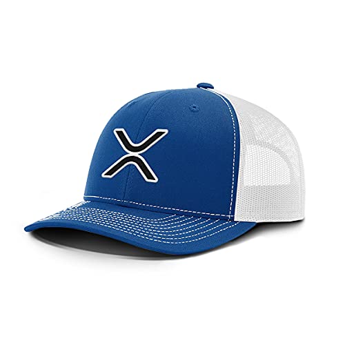 XRP Logo - Cotton Snapback Hat - Breathable Mesh Side for Casual Wear & Outdoor Activities All Seasons - Baseball Cap Women and Men (Royal Blue/White Mesh)