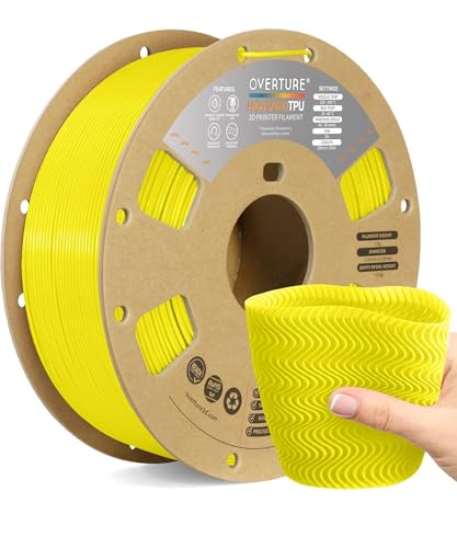 Image of OVERTURE TPU High Speed Filament 1.75mm Flexible Roll, 95A Soft 3D Printer Filament, 1kg Spool (2.2 lbs), Fit Most FDM Printer (HS TPU Neon Yellow)