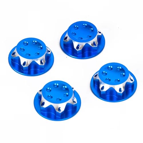 RC Automobiles Parts For 1/8 1/7 4PCS 17mm Tire Dustproof Lock Nut RC Model Car For Buggy Monster Truck Short Haul Truck Retrofit Repairs Accessories(Blue 2)