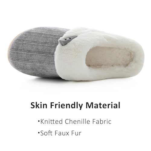 NineCiFun Women's Comfy House Slippers Memory Foam Fuzzy Bedroom Scuffs Slippers Indoor Outdoor Anti Skid Home Slippers Shoes with Warm Plush Lining