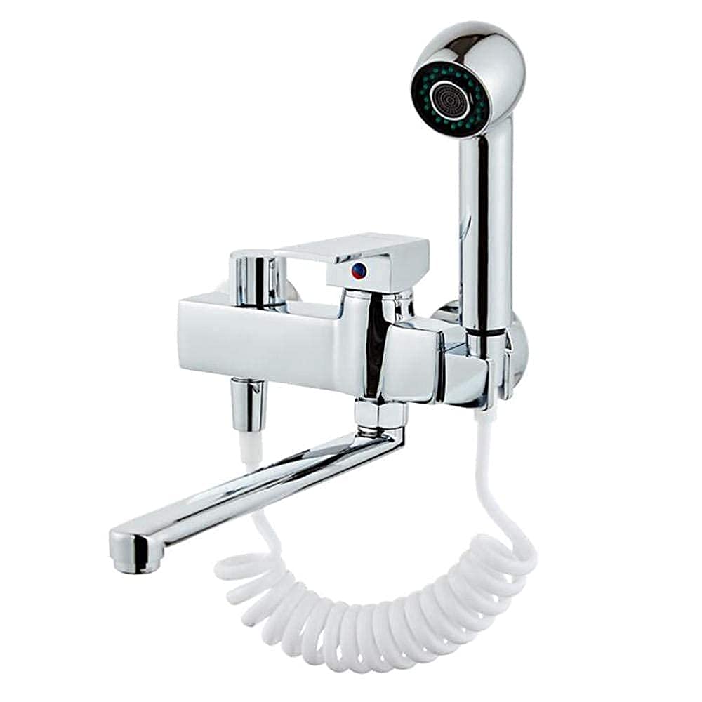 Robinet de cuisine mitigeur mural en laiton avec douchette pistolet chrome