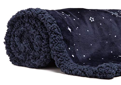 Chanasya Solar System Galaxy Star Space Print Gift Throw Blanket- Featuring Nine Planets Orbiting The Sun Including Pluto Reversible For Bed Couch Birthday (Twin) Navy #TOP3
