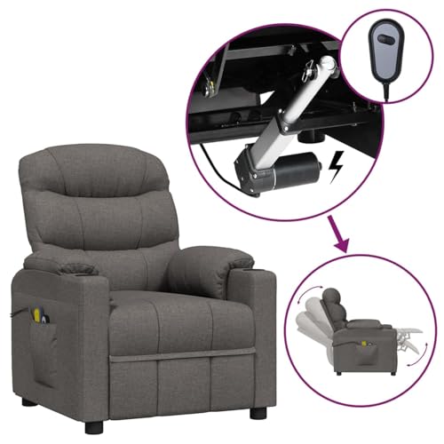 Gecheer Massagesessel Elektrisch Dunkelgrau Stoff, Relaxsessel TV-Sessel Schlafsessel Ergonomisch für Wohnzimmer Kinoabend Senioren3143504 – Bild 3