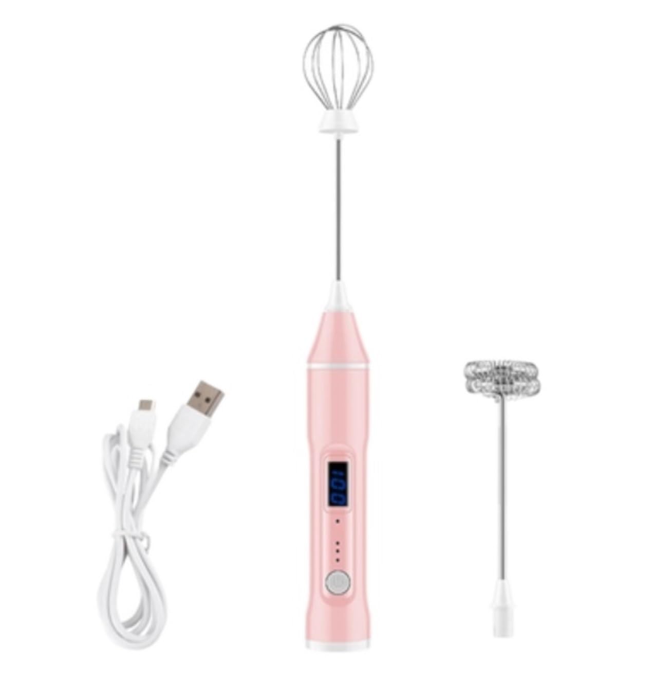 Frullino Montalatte per Macchiato Creatore di Schiuma Portatile per Montalatte Ricaricabile con Frusta in Acciaio Inossidabile per caffè Schiumatore Latte(Pink)