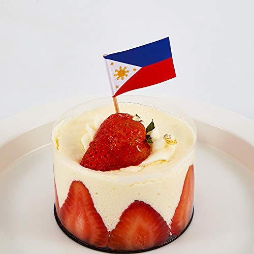 Javd Cyps 100 Pcs Philippines Flag Filipino Toothpick Flags, Small Mini Stick Cupcake Toppers Filipino Flags,Country Picks Party Decoration Celebration Cocktail Food Bar Cake Flags #TOP3