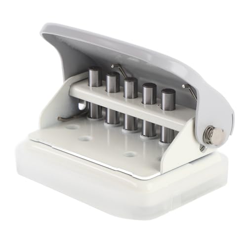 5穴バインダーホールパンチャー、ミニDIYスパイラルホールパンチ Perforadoraスマートクリックパンチャー A4 A5 B5ノートスクラップブック用 (グレー)