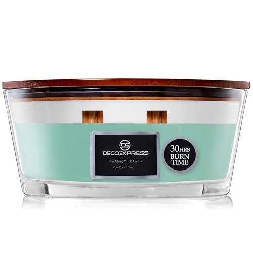 DECO EXPRESS Scented Candles, Double Wick Crackle Candles, Long 50 Hours Burn Time, Calming & Cosy Home Decor, Birthday