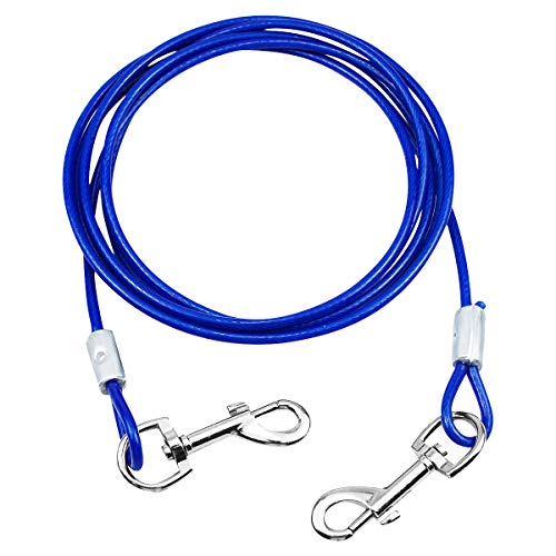 NATUCE 10ft (3 Meter) Dog Tie Out Cable, Tie-Out Cable for Dogs up to 176lbs, Suitable for all Breeds (Blue)