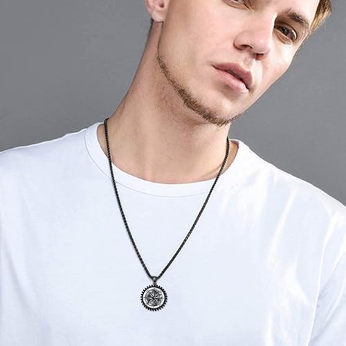 Compass Necklace for Men 925 Sterling Silver Black Compass Pendant for Men Compass Jewelry Gifts for Father Husband Boyfriend2