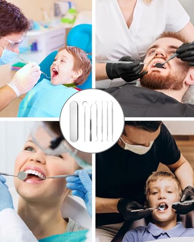 TPZORJX 6er Zahnpflege Set, Zahnarzt Instrumente Zahnarztbesteck Zahnarztspiegel Zahnpinzette Zahnsonde Zahnsteinentferner Edelstahl mit Box,zahnsteinentferner – Bild 7