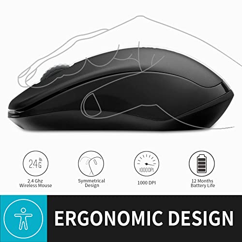 Rapoo Wireless Mouse, Computer Mouse 3 Buttons Silent Cordless Mouse Wireless Optical Mice With Usb Nano Receiver, 2.4G Portable Ergonomic Wireless Mouse For Laptop/Windows/Mac/Office Pc #TOP3