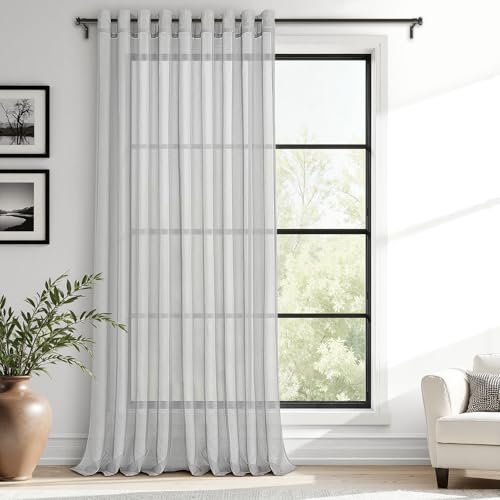 MRTREES Tenda Trasparente Interno con Occhielli Grigio Chiaro 200x245 CM, 1 Pezzo, Tende Soggiorno Eleganti e Moderne per Casa, Camera da Letto e Salotto, Decorativa