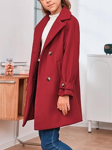 rrhss Girls Wool Blend Coat Double Breasted Classic Jacket Spring Fall Outwear Dress Coats With Pockets4