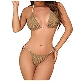 16 Year Old Girl Gifts Womens String Bikini Sets 2025 Halter Triangle Top Two Piece Bathing Suits Sexy Cheeky Push up Vintage Beach Swimsui Bikinis Sets for Women