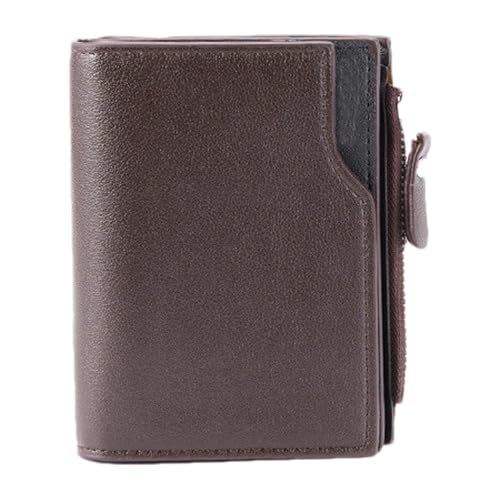 Tarjetero vertical: billetera compacta con clip para billetes, estuche con cremallera para múltiples tarjetas, organizador delgado de bloqueo con botón a presión | Cartera minimalista de metal pa