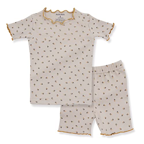 AVAUMA - AVAUMA Toddler Kids Girls Ruffled Flower Pajama Set (Rose Short Beige) 3T - Best Deal on Amazon