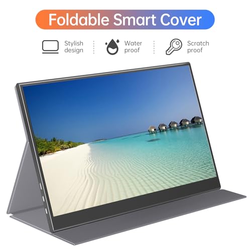 15.6-Inch Portable 1080P USB-C HDMI Monitor for Laptop, PC, Mac, Phone, PS, Xbox, and Switch with Ultra-Thin Design and Smart Cover