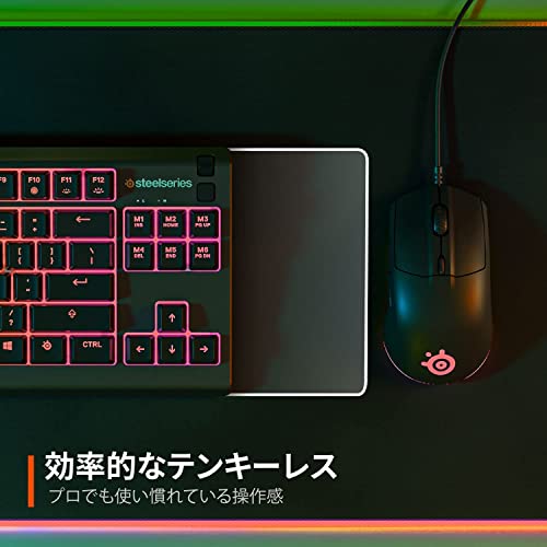 SteelSeries ゲーミングキーボード テンキーレス 有線 Apex 3 TKL US 英語配列 静音スイッチ IP32防滴 24キー同時押し対応 ブラック