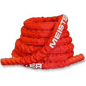 Meister Beast Professional Sheathed Battle Rope for Strength & Conditioning Gym Workouts – 2.5″ Diameter – Red
