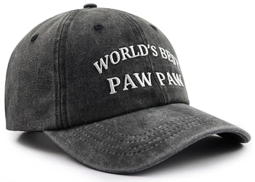 Image of World's Best Paw Paw Papa Uncle Hat for Grandpa Dad Men, Funny Adjustable Cotton Embroidered Grandfather Father Baseball Cap