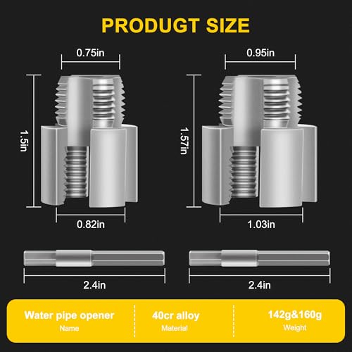 Image of 2PCS Pipe Threading Tool, Integrated Internal & External Pipe Threading Tool - 1 /2 inch & 3 /4 inch Pipe Threading Tool Set for Electric Drill - PVC & Plastic Pipe Tool for DIY Home Repair