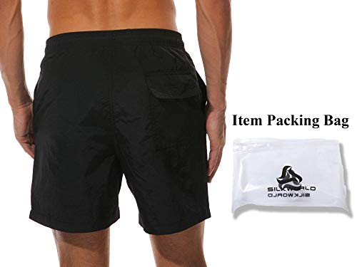 Silkworld Men's Swimming Surf Board Shorts Mesh Lining(Us Xl, Black) #TOP1