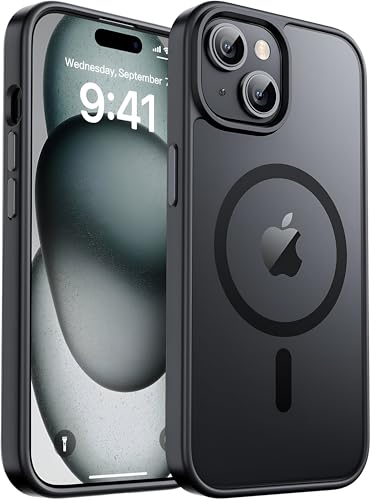 Image of Case for iPhone 15 | Strong Magnetic Translucent Matte Hard Back | Camera Protection | MagSafe Compatible (TPU + Polycarbonate, Frost Black)