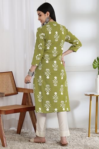 Image of MIRCHI FASHION Pure Cotton Kurti for Women | A-Line Kantha Work Printed Kurta for Woman | Ethnic Wear for Office & Daily Use (Single Piece)