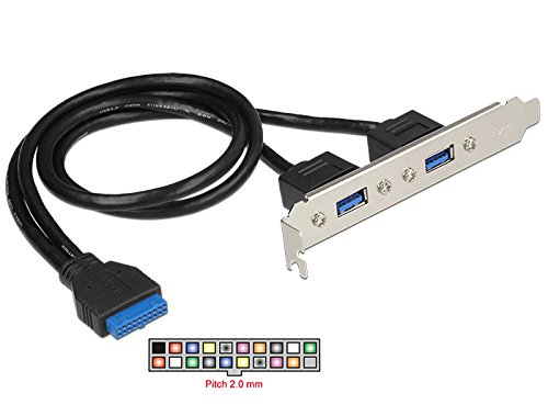 DeLOCK Slotblech - USB 3.0 2xPort extern / 1x Pfostenfemale - intern UNC Gewinde 50cm - Image 2