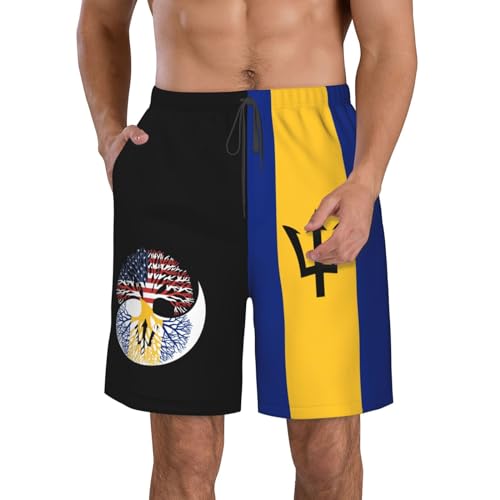 Men's Vintage America Barbadians Barbados Tree Flag Board Shorts Swim Trunks2